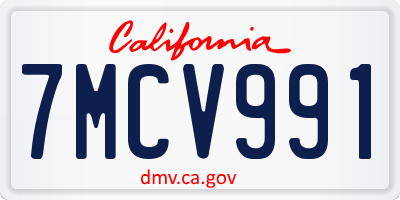 CA license plate 7MCV991