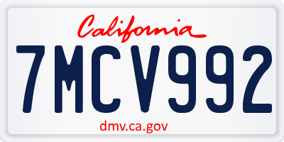 CA license plate 7MCV992