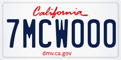 CA license plate 7MCW000
