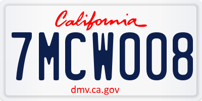 CA license plate 7MCW008