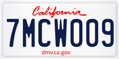 CA license plate 7MCW009