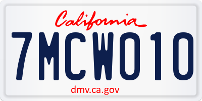 CA license plate 7MCW010