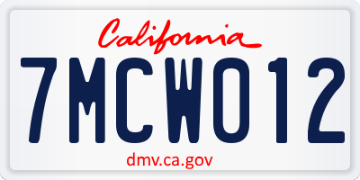 CA license plate 7MCW012