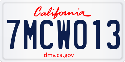 CA license plate 7MCW013