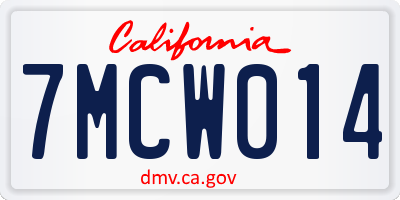 CA license plate 7MCW014