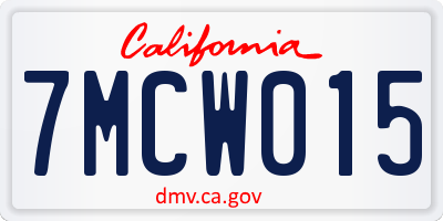 CA license plate 7MCW015