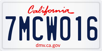 CA license plate 7MCW016