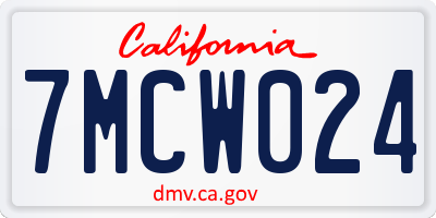 CA license plate 7MCW024