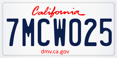 CA license plate 7MCW025
