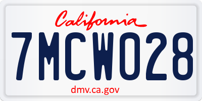 CA license plate 7MCW028