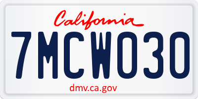 CA license plate 7MCW030