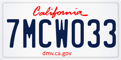 CA license plate 7MCW033