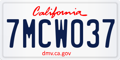 CA license plate 7MCW037
