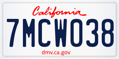 CA license plate 7MCW038
