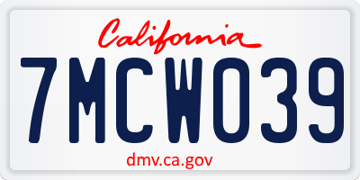 CA license plate 7MCW039