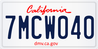 CA license plate 7MCW040