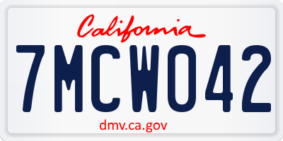 CA license plate 7MCW042