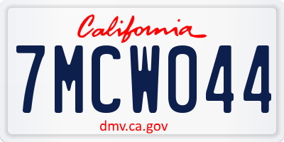 CA license plate 7MCW044