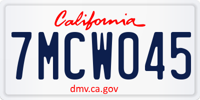 CA license plate 7MCW045