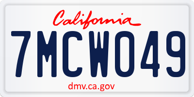 CA license plate 7MCW049