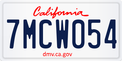 CA license plate 7MCW054
