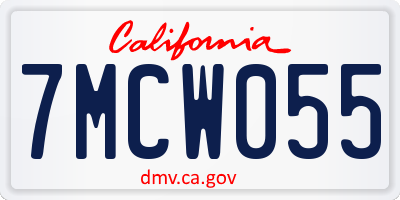 CA license plate 7MCW055