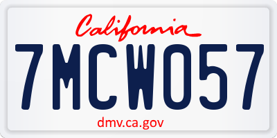 CA license plate 7MCW057