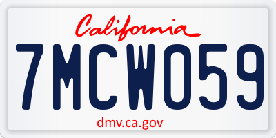 CA license plate 7MCW059