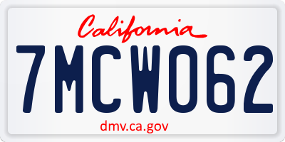 CA license plate 7MCW062