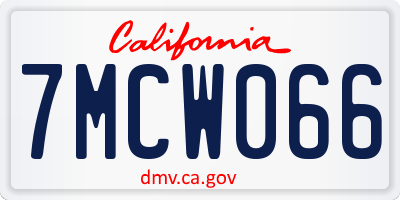 CA license plate 7MCW066