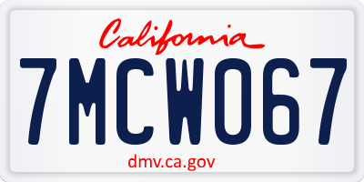 CA license plate 7MCW067