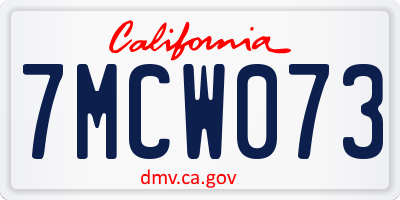 CA license plate 7MCW073