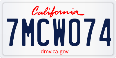 CA license plate 7MCW074