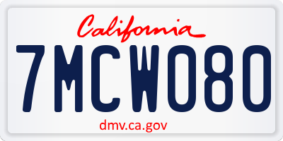 CA license plate 7MCW080