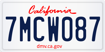 CA license plate 7MCW087