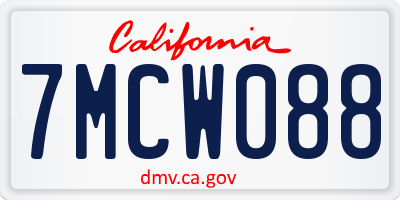 CA license plate 7MCW088