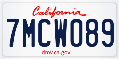 CA license plate 7MCW089
