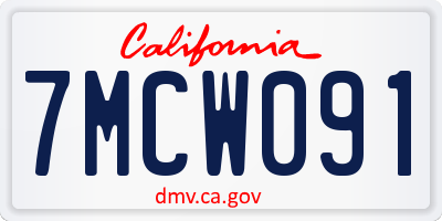 CA license plate 7MCW091