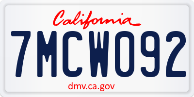 CA license plate 7MCW092