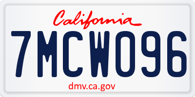CA license plate 7MCW096