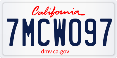 CA license plate 7MCW097