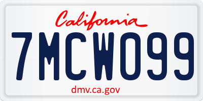 CA license plate 7MCW099