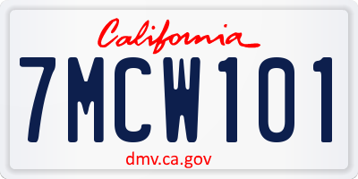 CA license plate 7MCW101