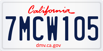 CA license plate 7MCW105