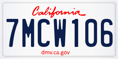 CA license plate 7MCW106