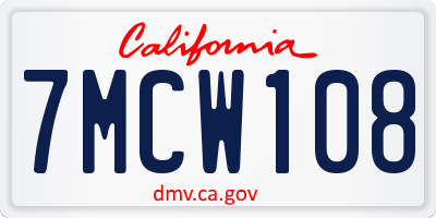 CA license plate 7MCW108