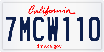 CA license plate 7MCW110