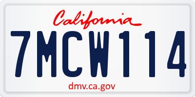 CA license plate 7MCW114