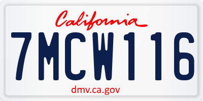CA license plate 7MCW116