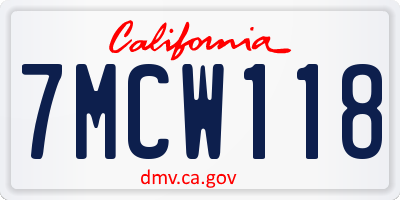 CA license plate 7MCW118
